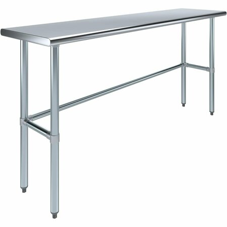 AMGOOD 18 in. x 72 in. Open Base Stainless Steel Metal Table WT-1872-RCB-Z